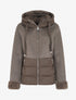 Manteau bimatière à intérieur fourrure synthétique - Taupe foncé - 1