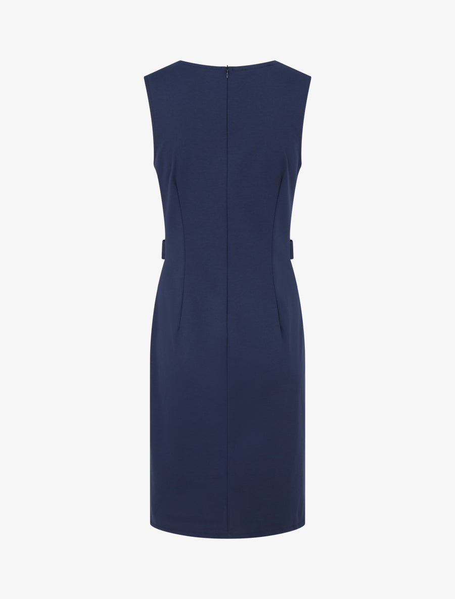 Robe sans manches droite boutons décoratifs - Marine - 2