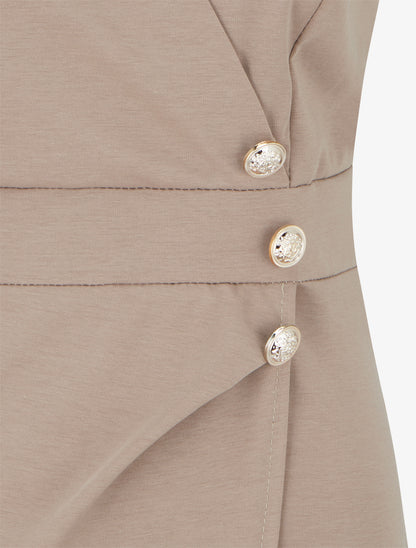 Robe portefeuille sans manches - Taupe - 3