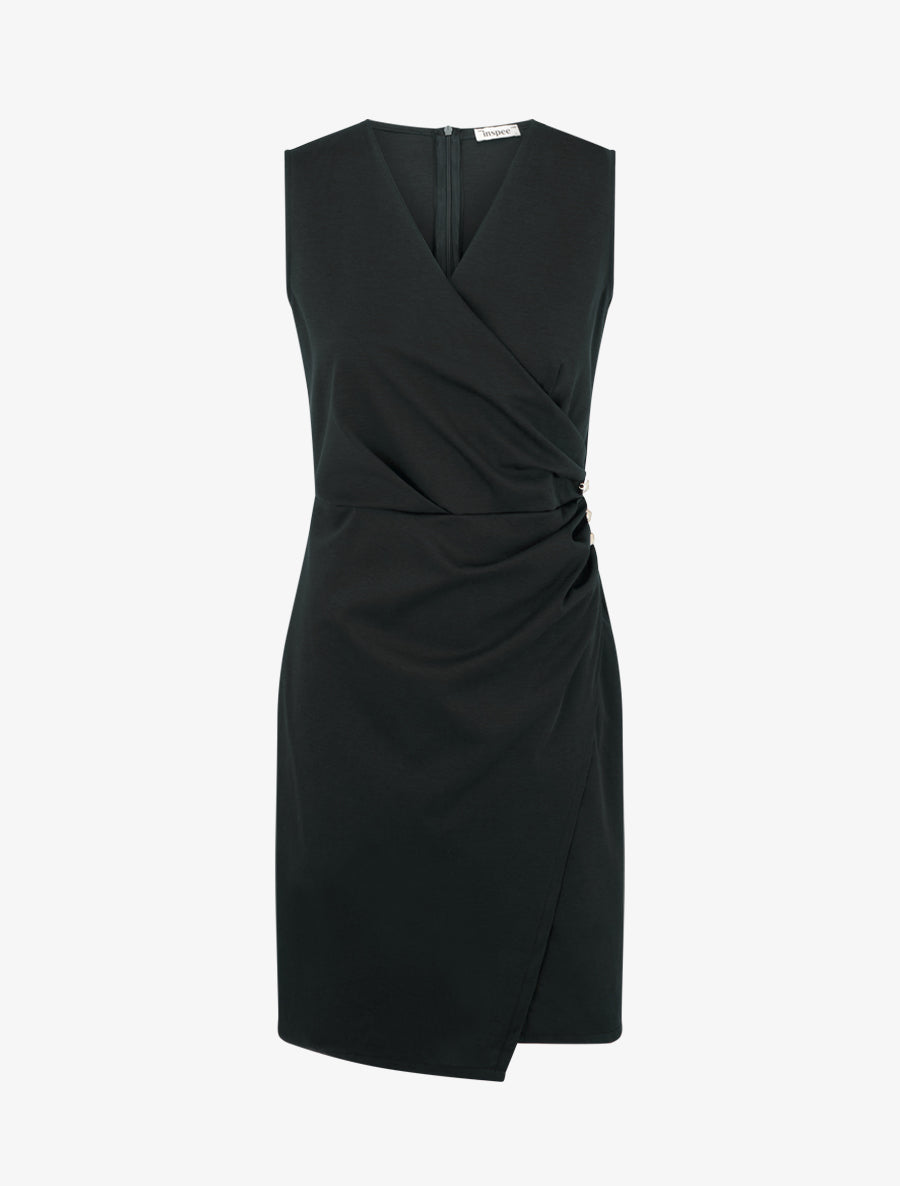 Robe sans manches style portefeuille - Noir - 1