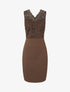 Robe ajustée sans manches à buste dentelle - Marron - 1