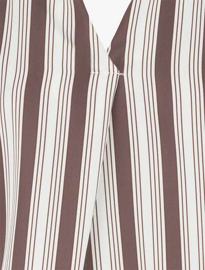 Blouse rayée satinée coupe boule - Marron - 3
