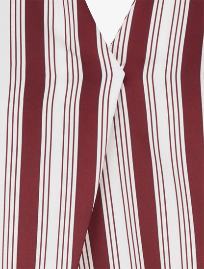 Blouse rayée satinée coupe boule - Bordeaux - 3