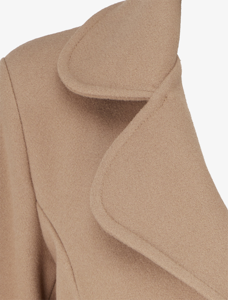Manteau long croisé en laine mélangée - Camel - 3