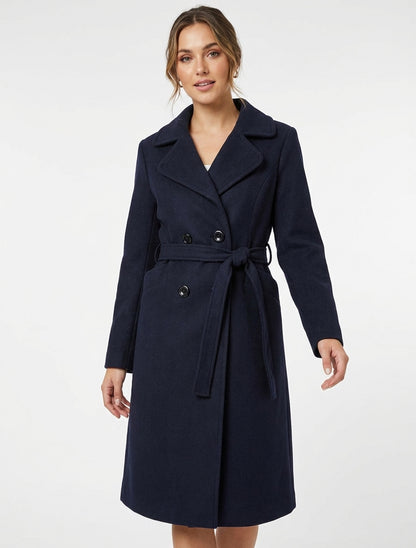 Cappotto lungo doppiopetto in misto lana - Marina