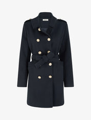 Manteau style officier en laine mélangée - Marine - 1