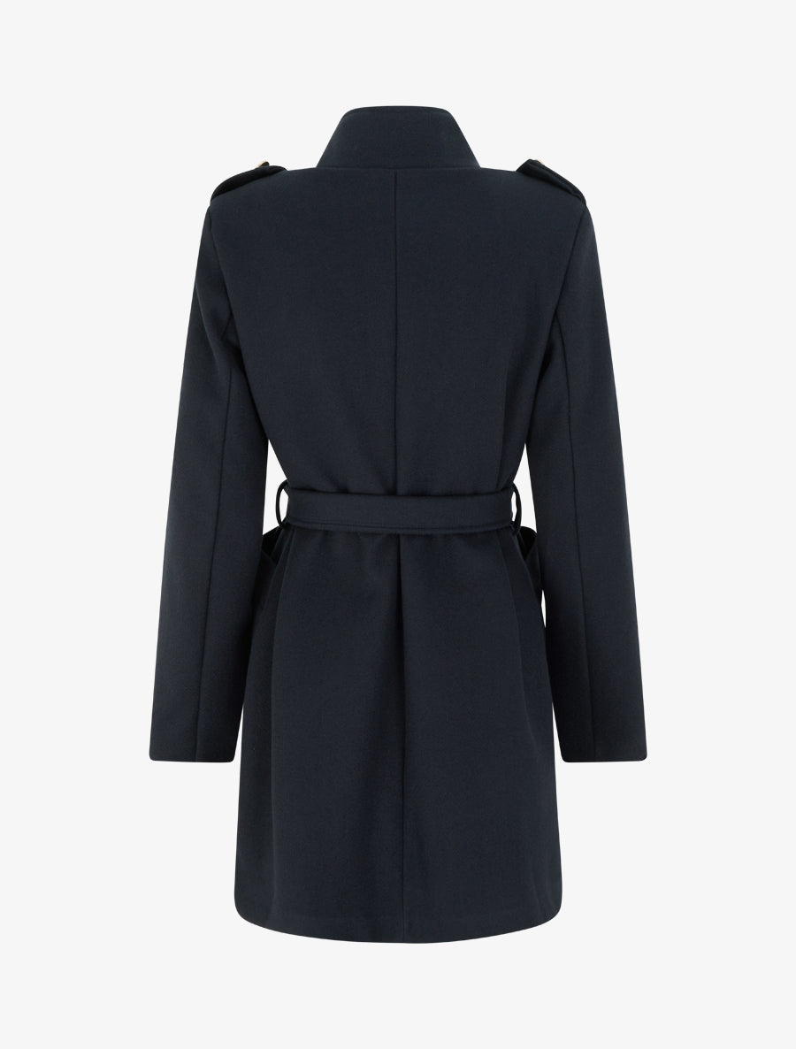 Manteau style officier en laine mélangée - Marine - 2