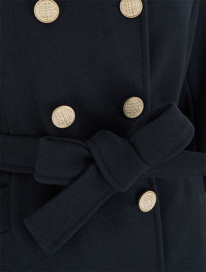 Manteau style officier en laine mélangée - Marine - 3
