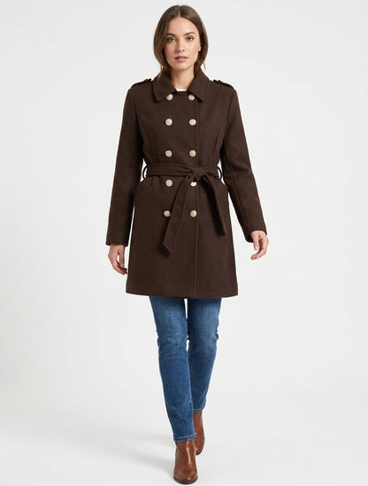 Cappotto stile ufficiale in misto lana - Marrone