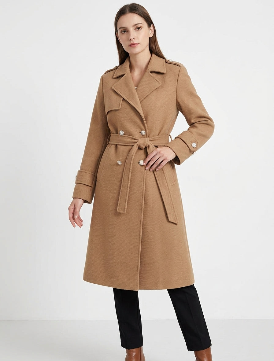 Cappotto lungo con collo a lancia - Chameau