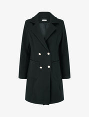 Manteau en laine mélangée à poches plaquées - Noir - 1