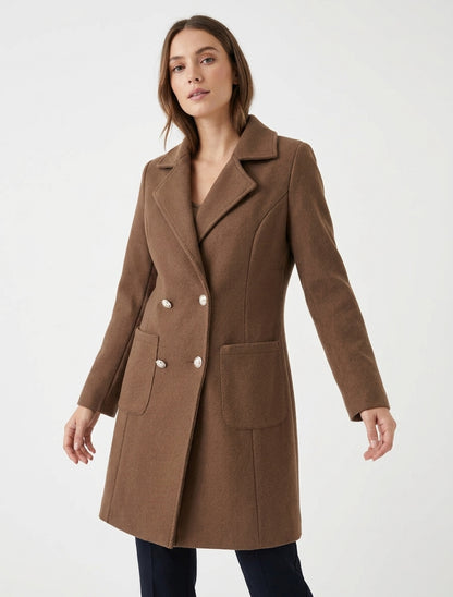 Cappotto in misto lana con tasche applicate - Marrone