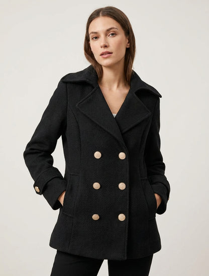 Cappotto dritto in misto lana - Nero
