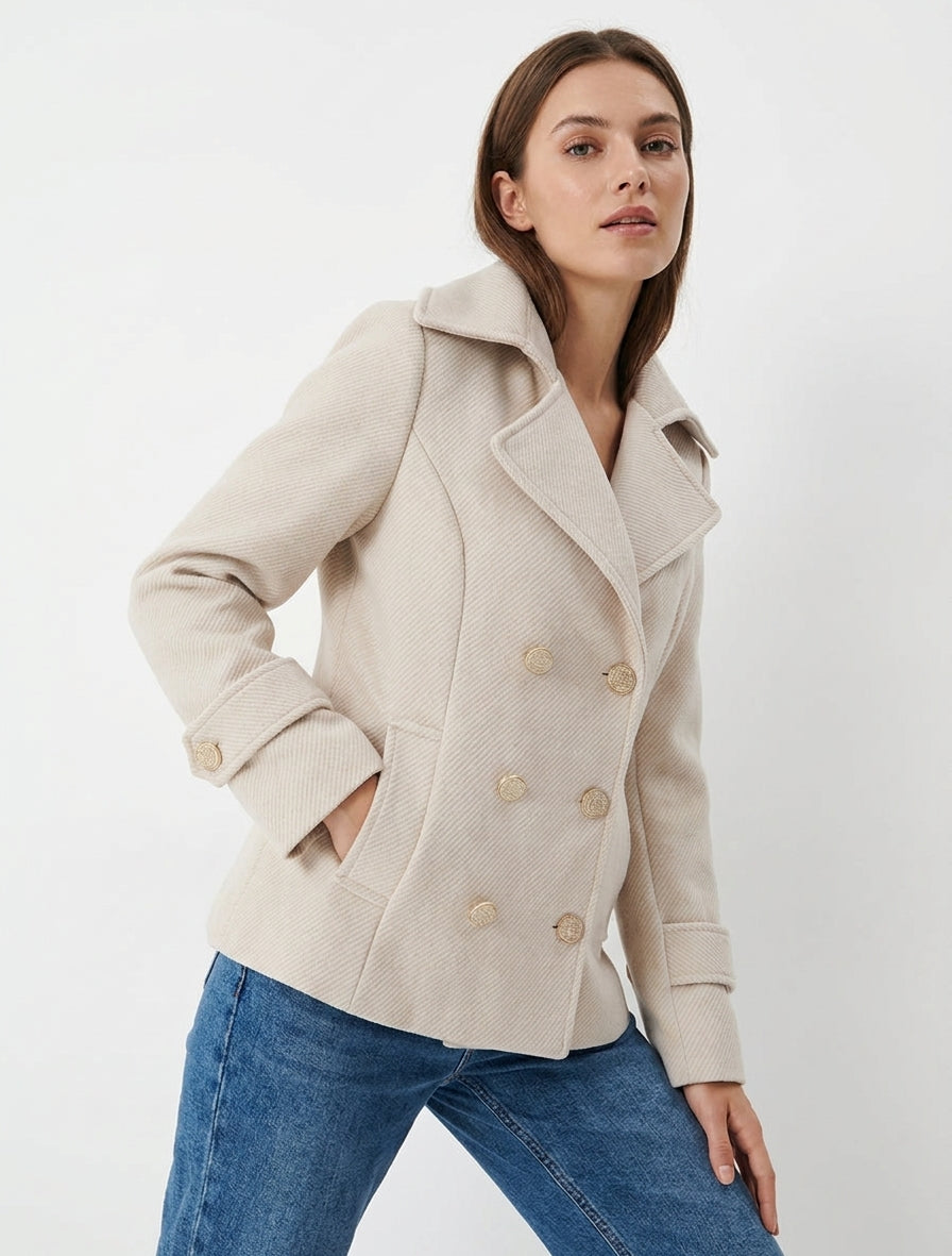 Cappotto dritto in misto lana - Beige