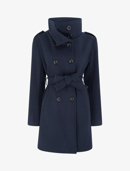 Manteau long à col montant - Marine - 1