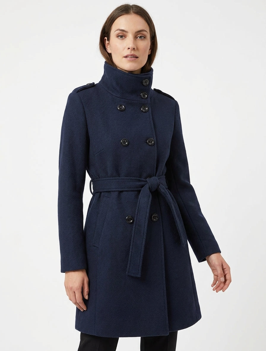 Cappotto lungo con collo alto - Marina