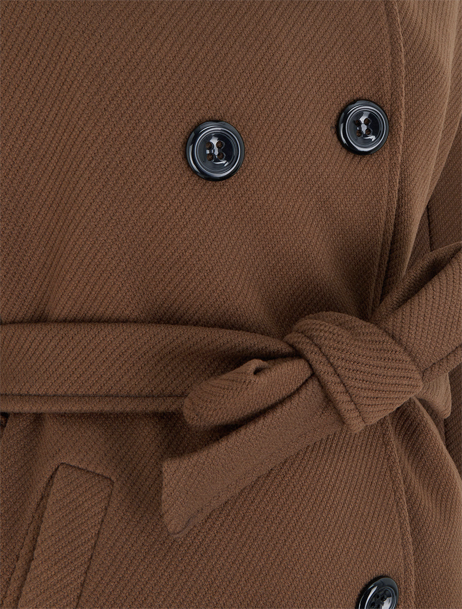 Manteau long à col montant - Marron - 3