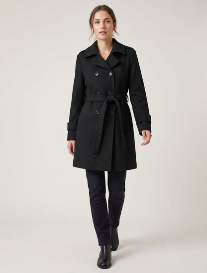 Cappotto dritto in misto lana - Nero