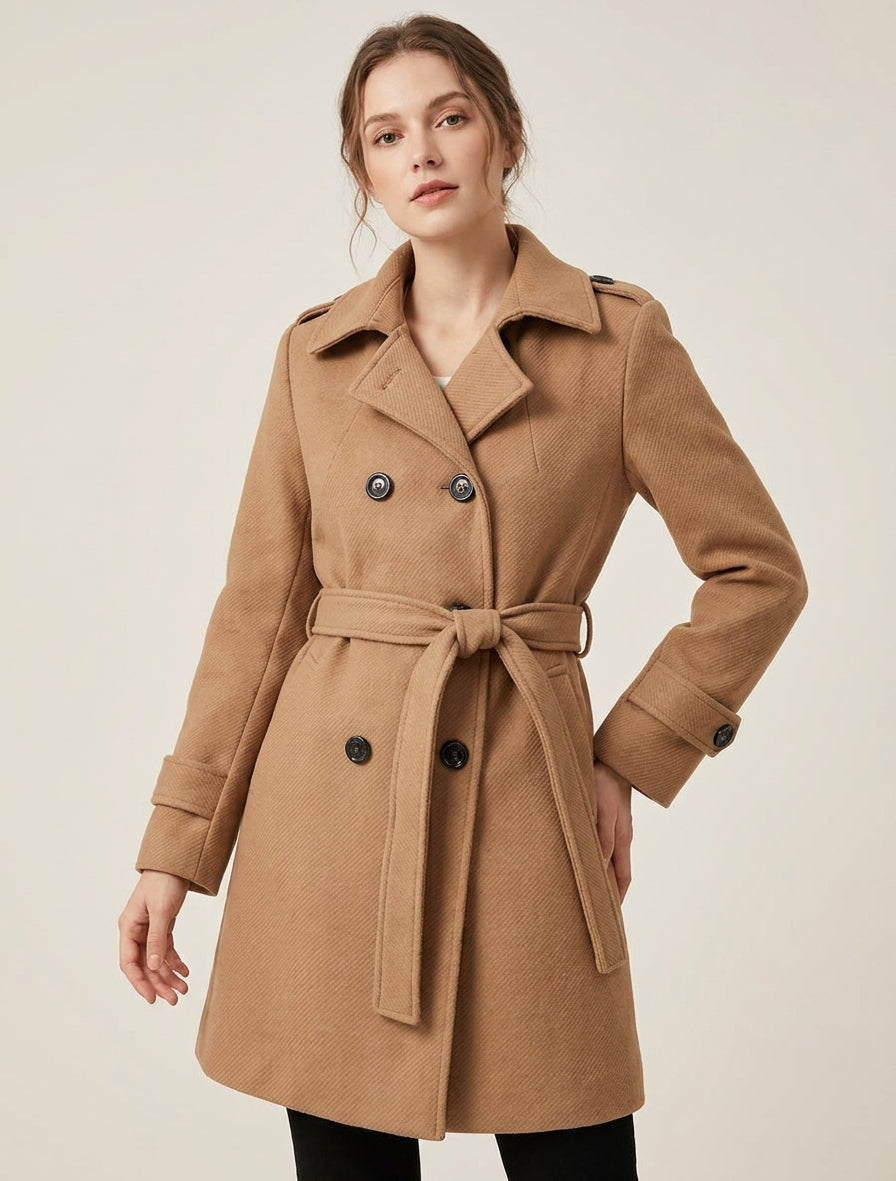 Cappotto dritto in misto lana - Chameau