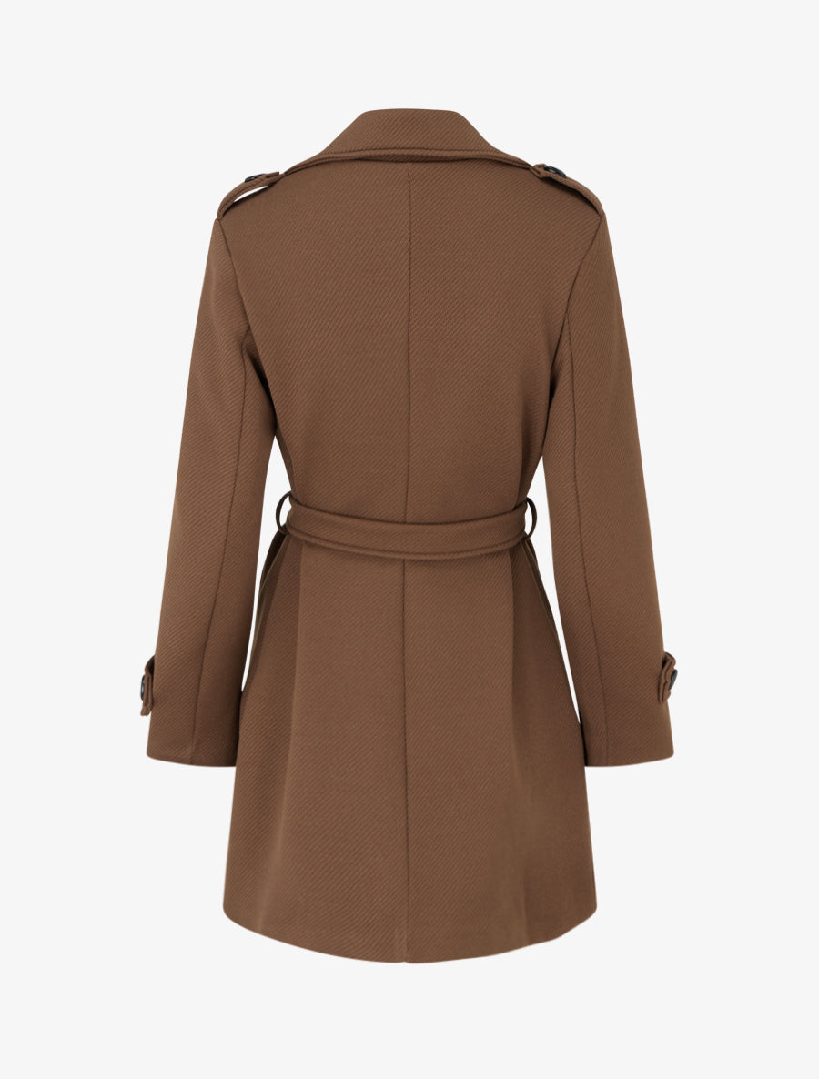 Manteau droit en laine mélangée - Marron - 2