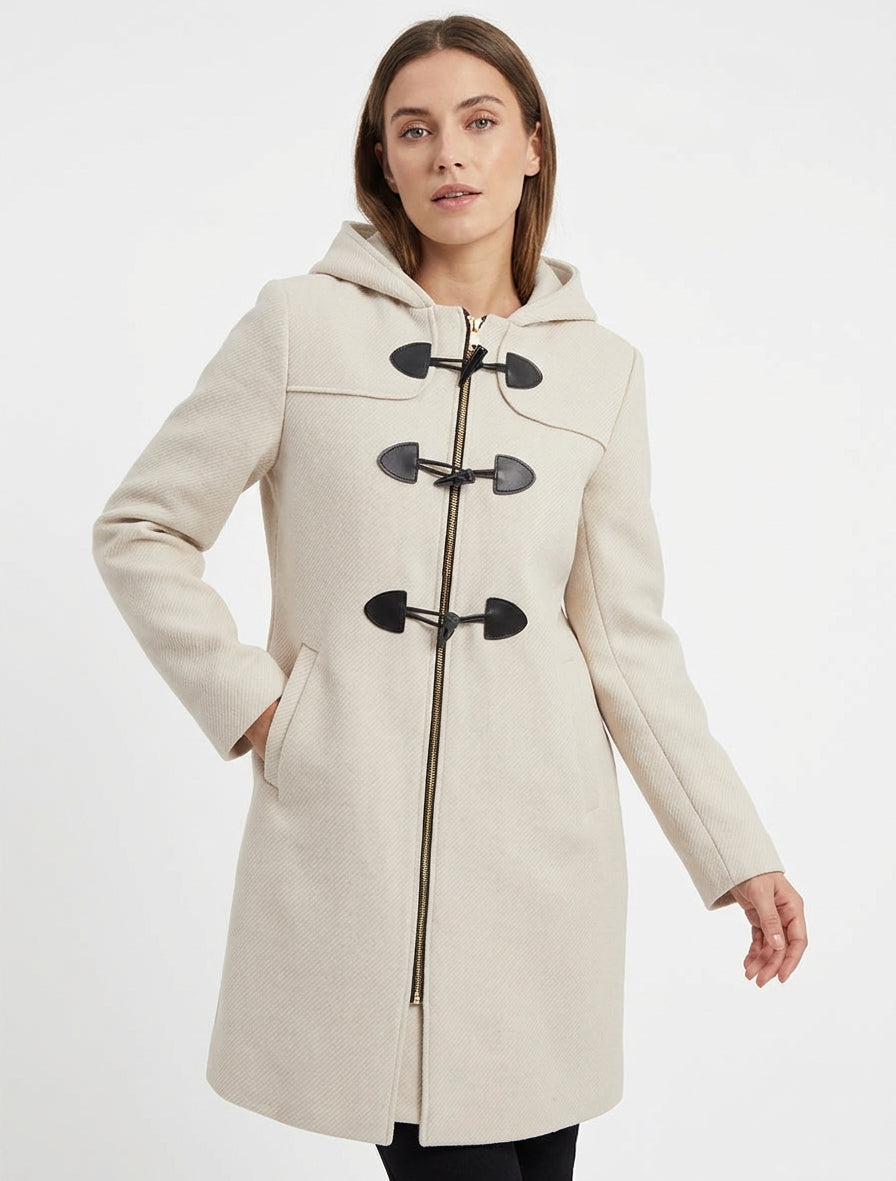 Cappotto montgomery semplice con cappuccio - Crema