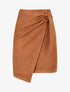 Jupe en suédine style portefeuille - Camel - 1