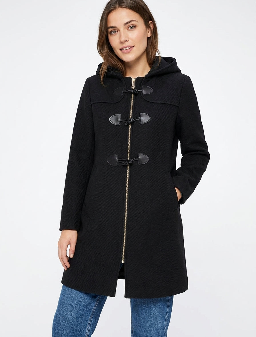 Cappotto montgomery semplice con cappuccio - Nero