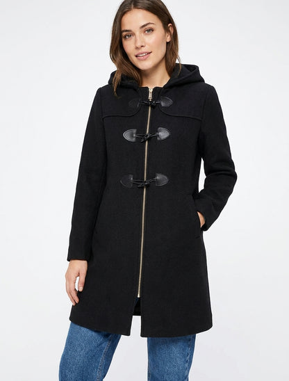 Cappotto montgomery semplice con cappuccio - Nero