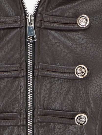 Veste simili style officier - Marron - 3
