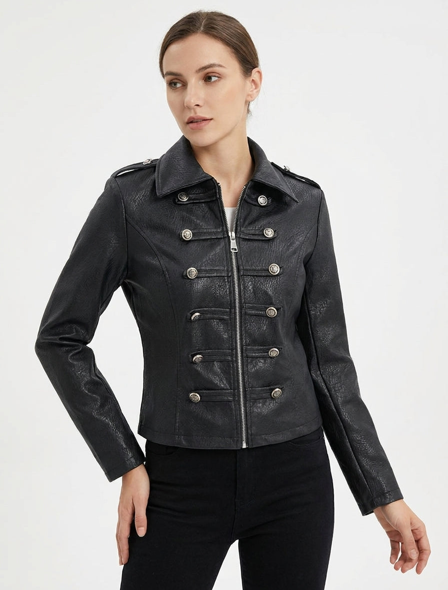 Giacca similpelle stile ufficiale - Nero
