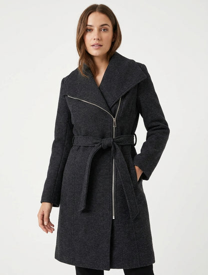 Cappotto con zip e collo a revers - Grigio antracite