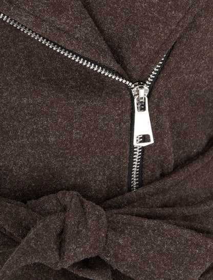 Manteau zippé col à revers - Marron - 3