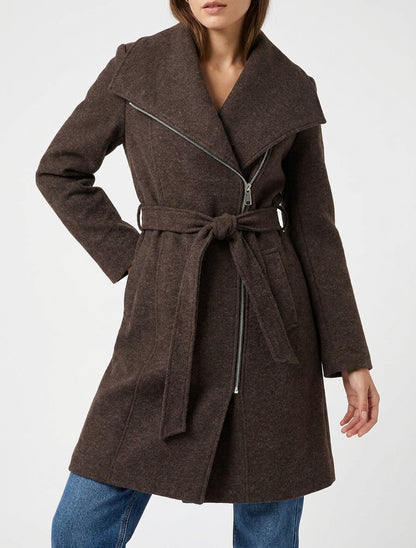 Cappotto con zip e collo a revers - Marrone