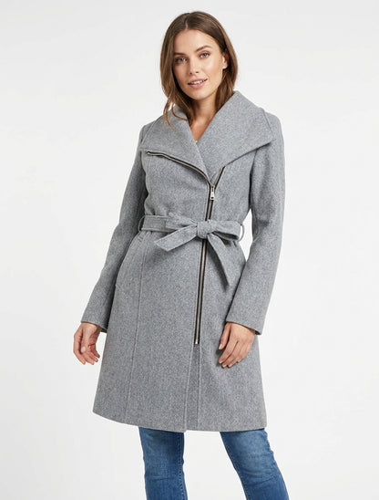 Cappotto con zip e collo a revers - Grigio chiaro