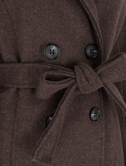 Manteau long croisé basique - Marron - 3