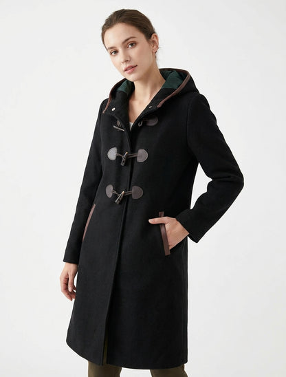 Cappotto montgomery con chiusure a contrasto - Nero