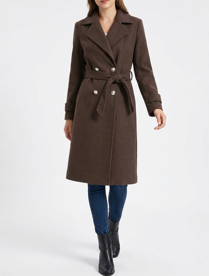 Cappotto dritto con collo dentellato - Marrone