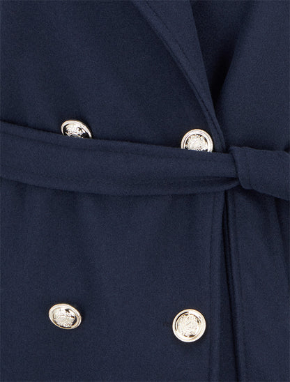 Manteau droit à col cranté - Marine - 3