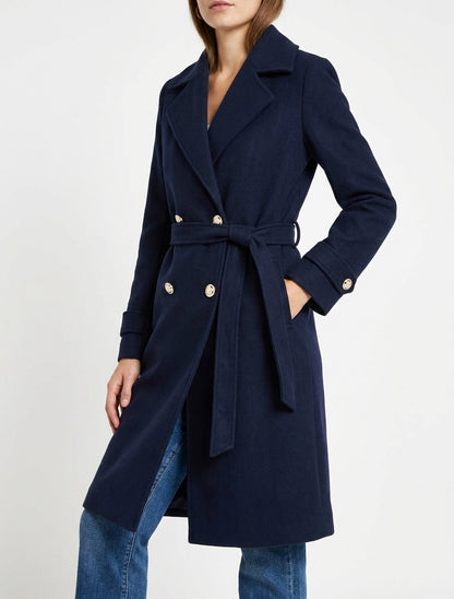 Cappotto dritto con collo dentellato - Marina