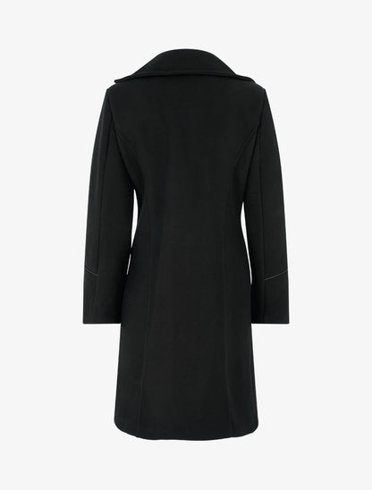 Manteau long croisé coupe droite - Noir - 2