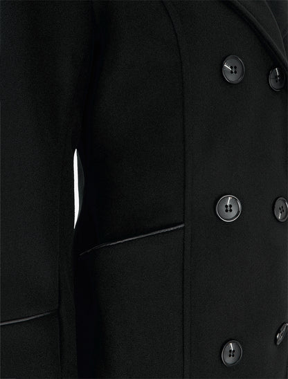 Manteau long croisé coupe droite - Noir - 3