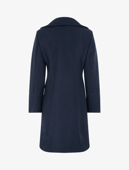 Manteau long croisé coupe droite - Marine - 2
