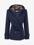 Manteau uni à capuche imprimée amovible - Marine - 1