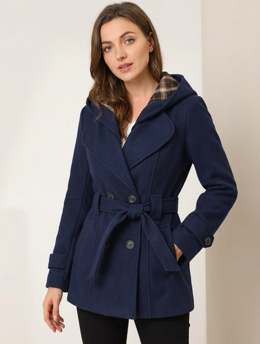 Cappotto semplice con cappuccio stampato rimovibile - Marina