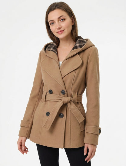 Cappotto semplice con cappuccio stampato rimovibile - Chameau