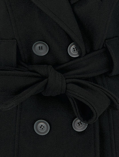 Manteau uni à capuche imprimée amovible - Noir - 3