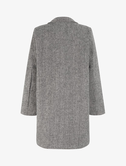 Manteau boutonné imprimé chevron - Noir - 2