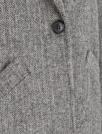 Manteau boutonné imprimé chevron - Noir - 3