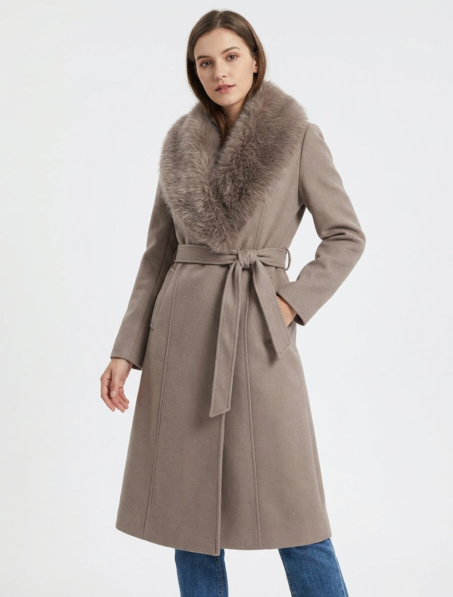 Cappotto con collo in pelliccia sintetica rimovibile - Talpa