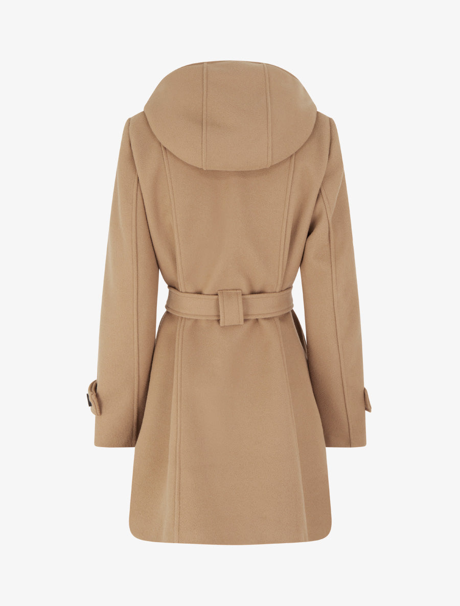 Manteau droit à capuche amovible - Camel - 2